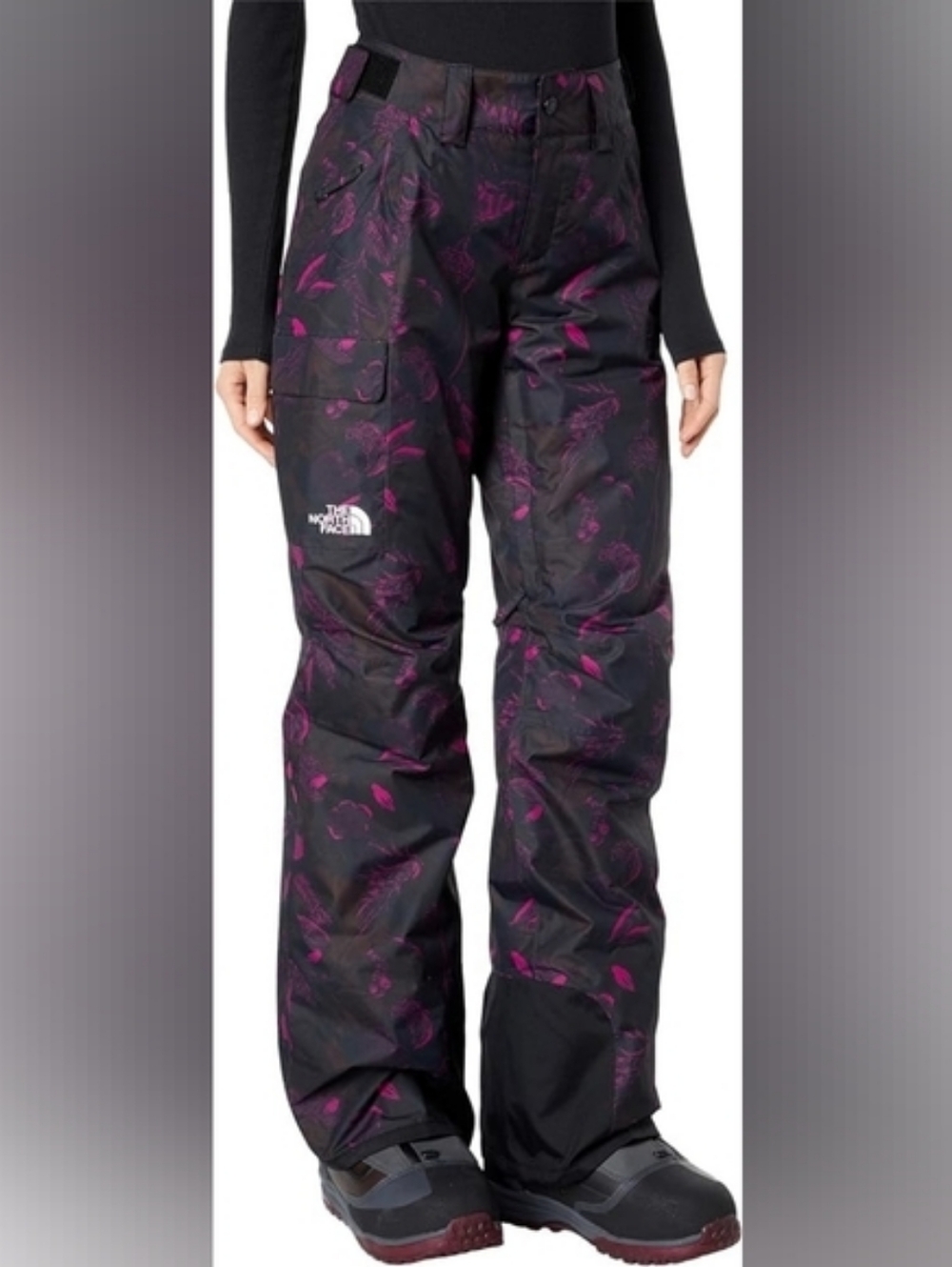 NWT The North Face Women’s Black with Magenta Print Snow Pants